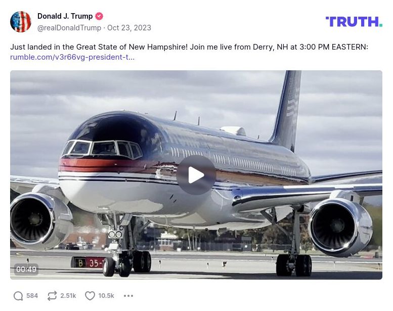 Post image from Donald Trump