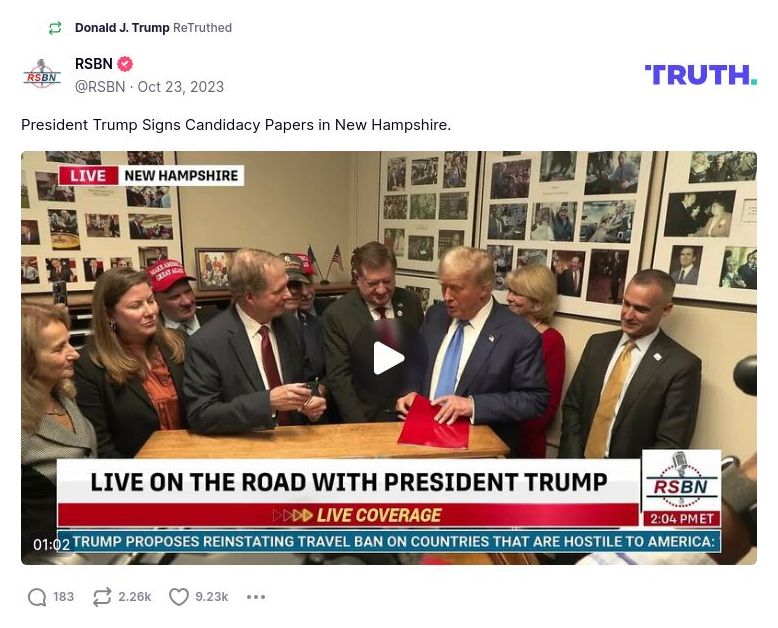 Post image from Donald Trump