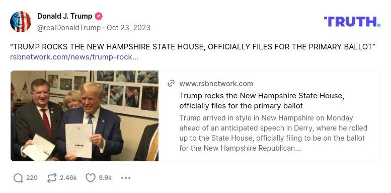 Post image from Donald Trump