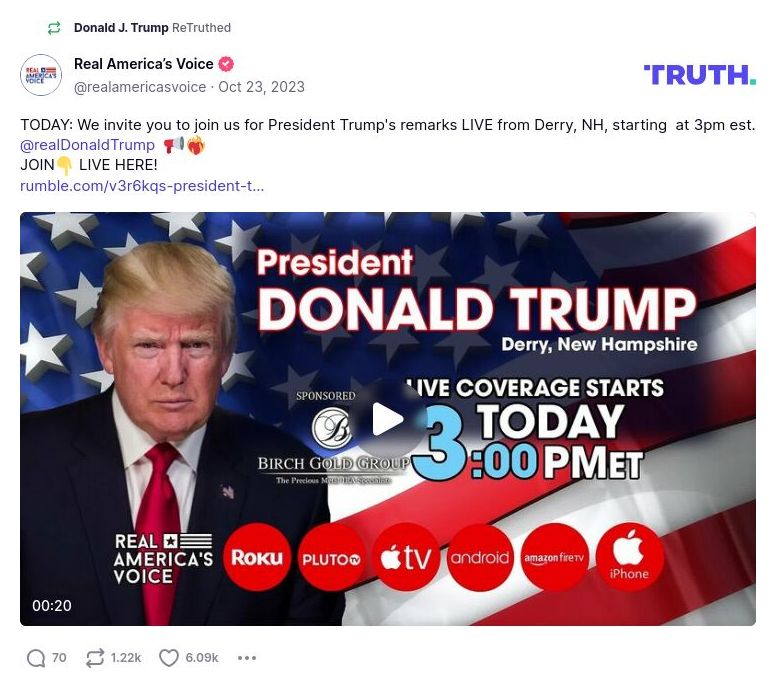 Post image from Donald Trump