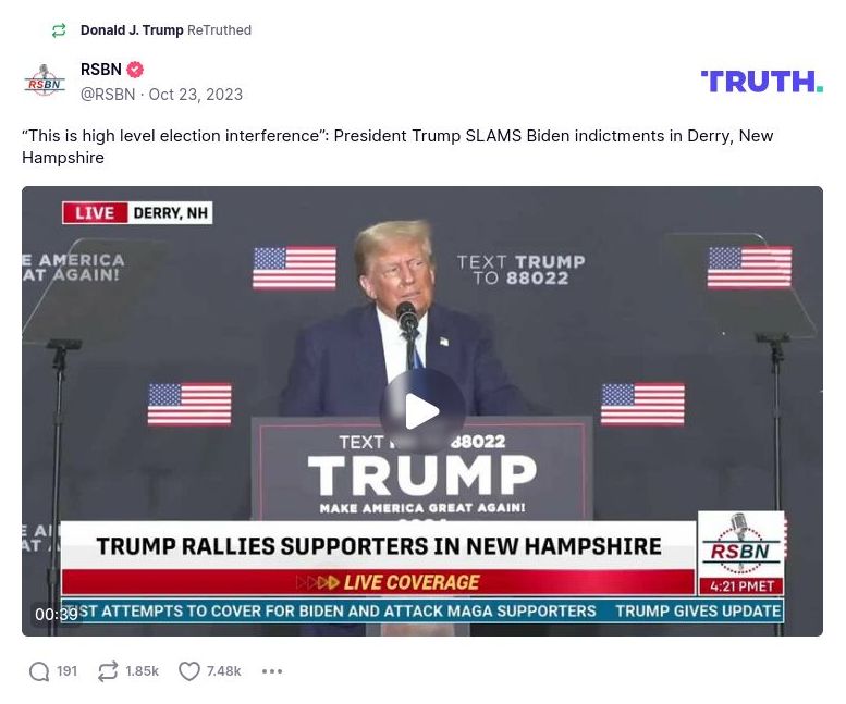 Post image from Donald Trump