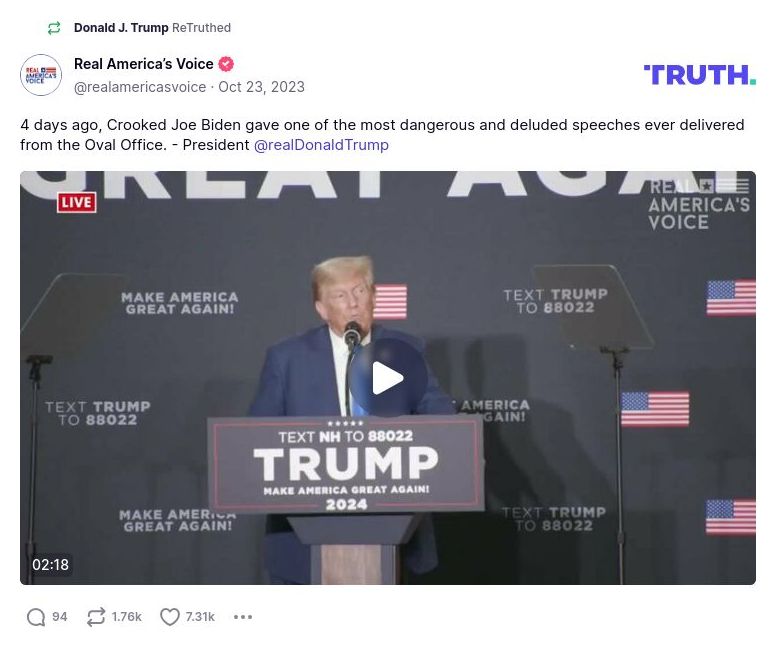 Post image from Donald Trump