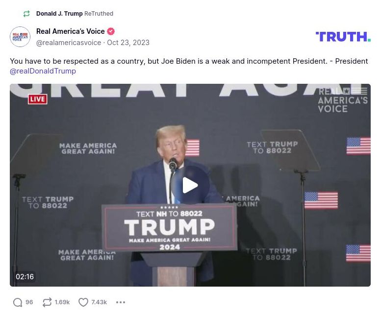 Post image from Donald Trump