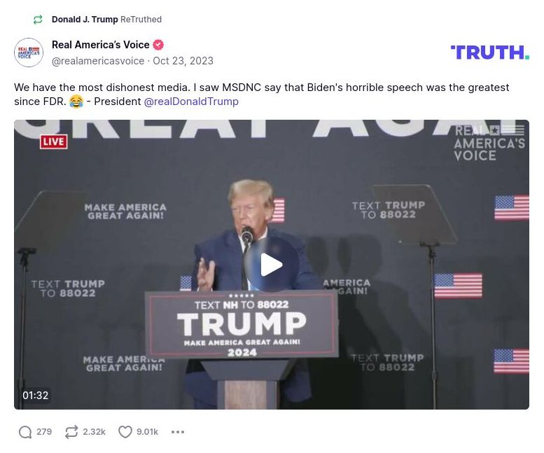 Post image from Donald Trump