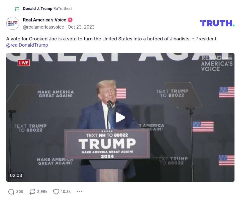 Post image from Donald Trump