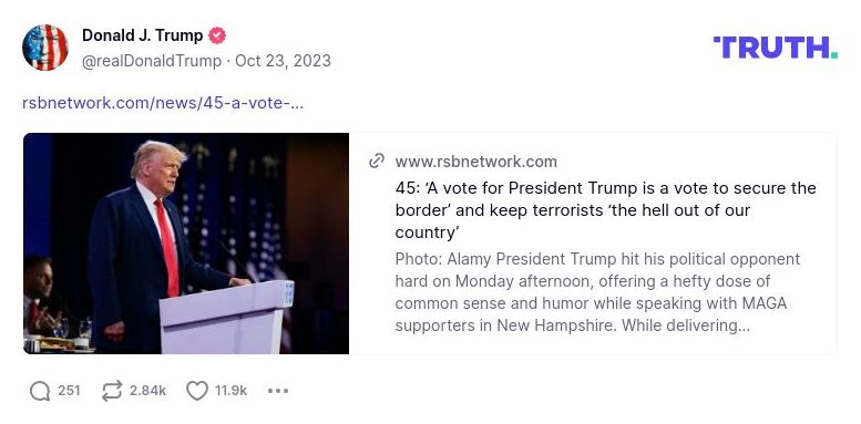 Post image from Donald Trump