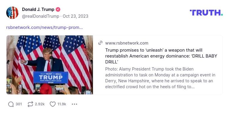 Post image from Donald Trump