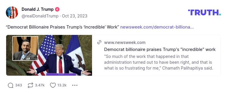 Post image from Donald Trump