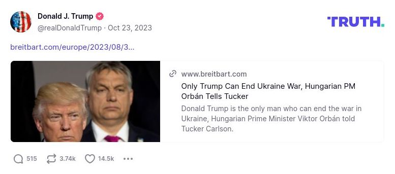 Post preview from Donald Trump