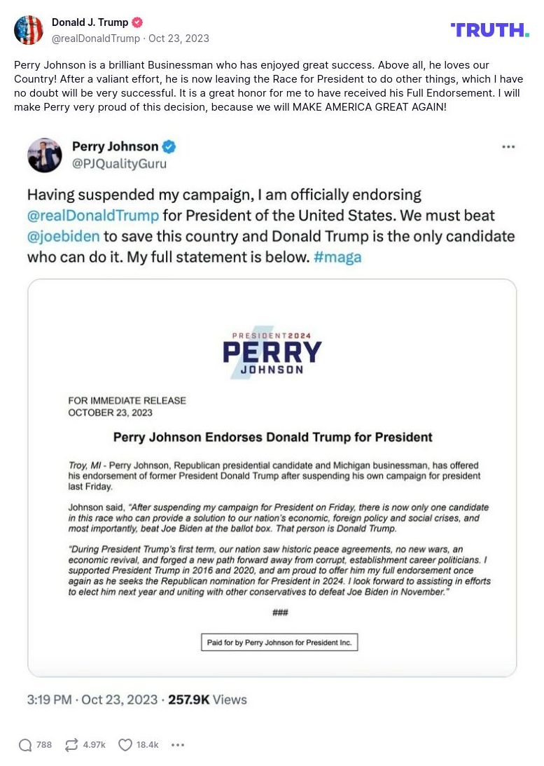 Post image from Donald Trump