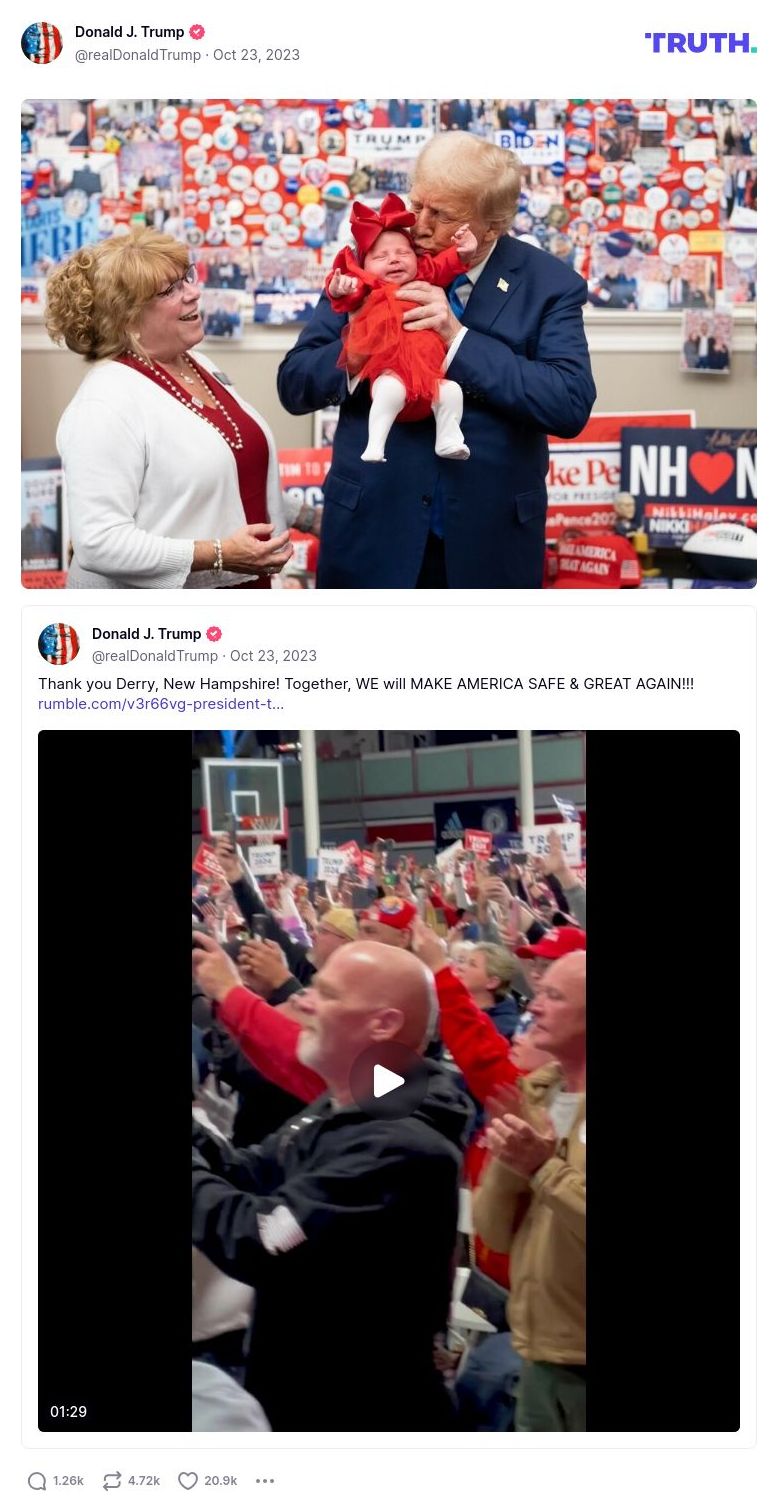 Post image from Donald Trump