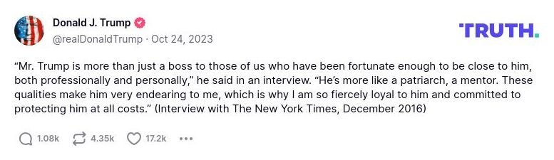 Post image from Donald Trump