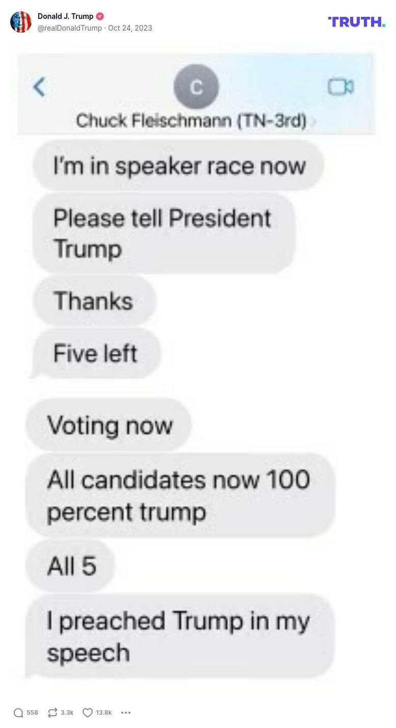 Post image from Donald Trump