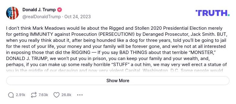 Post image from Donald Trump