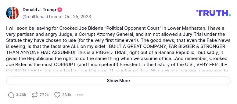 Post image from Donald Trump