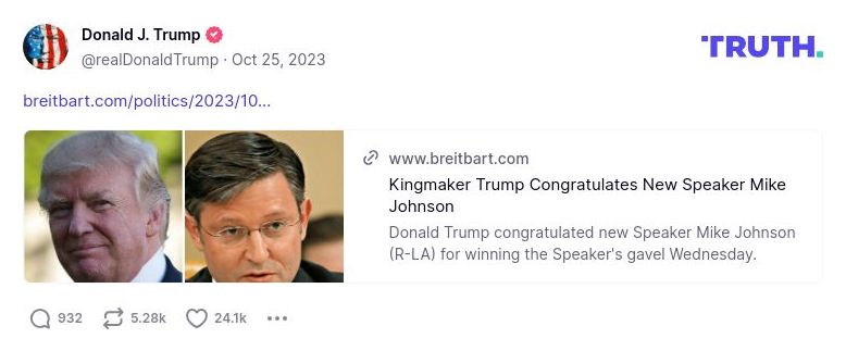 Post image from Donald Trump