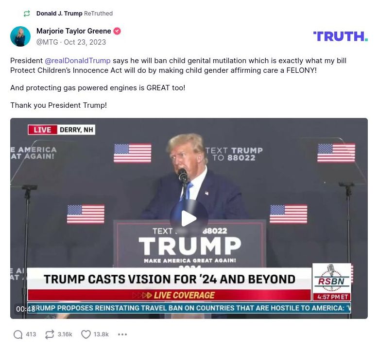 Post image from Donald Trump