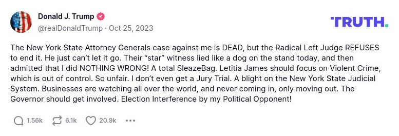 Post image from Donald Trump