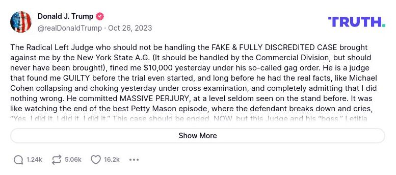 Post image from Donald Trump