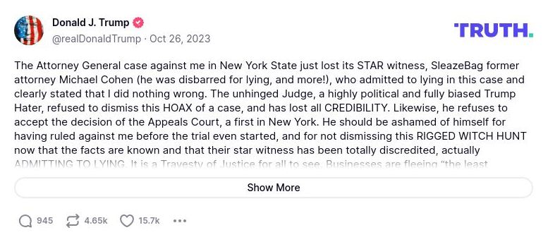 Post image from Donald Trump