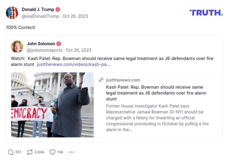 Post image from Donald Trump