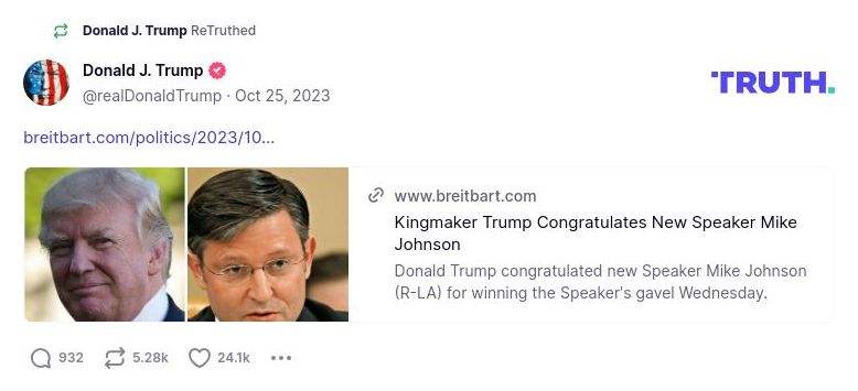 Post image from Donald Trump