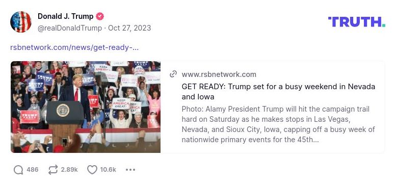 Post image from Donald Trump