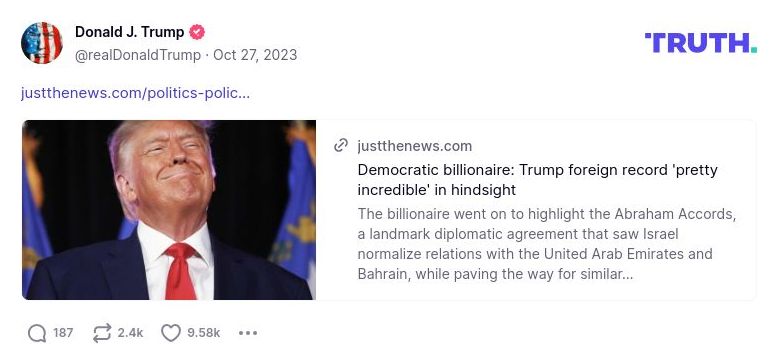 Post image from Donald Trump