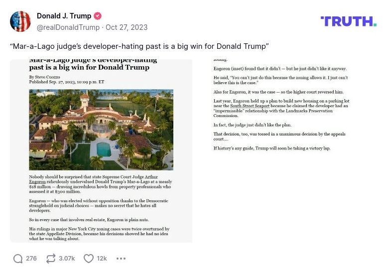 Post image from Donald Trump