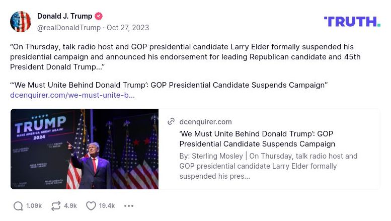 Post image from Donald Trump