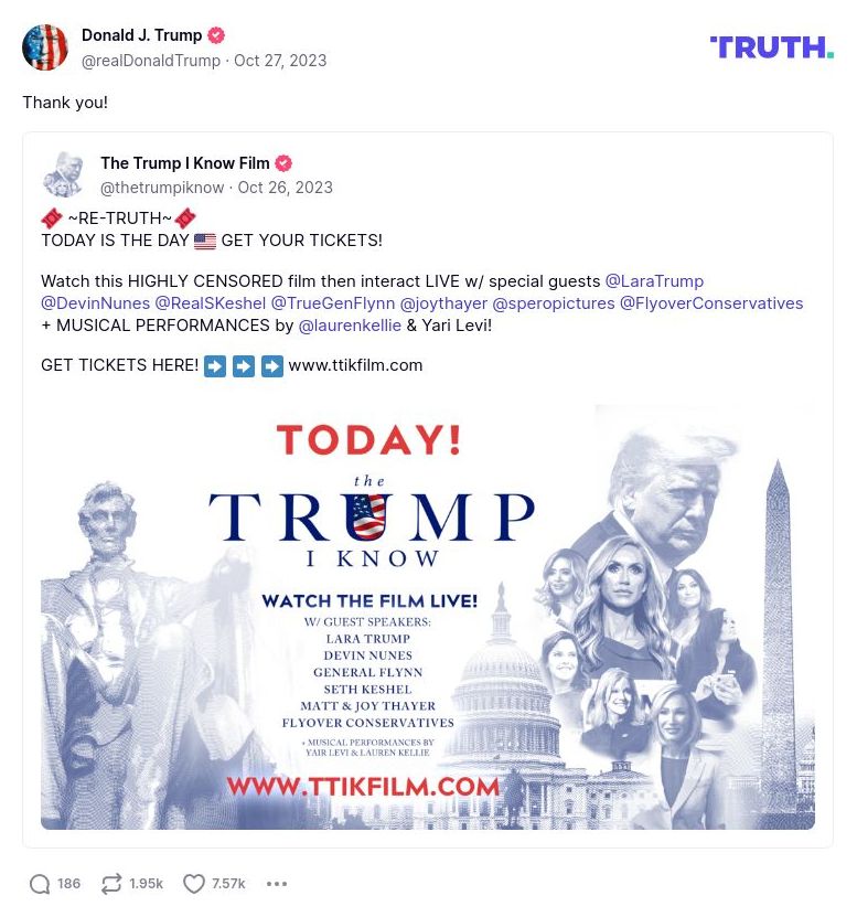 Post image from Donald Trump