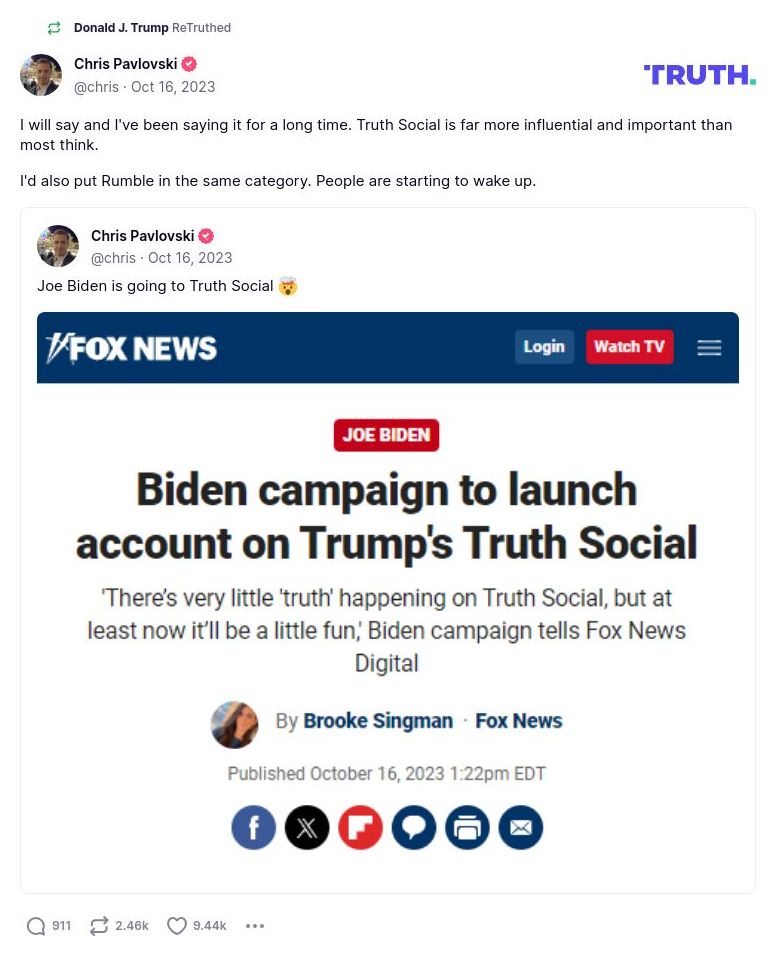 Post image from Donald Trump