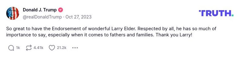 Post image from Donald Trump