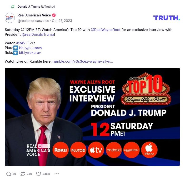 Post image from Donald Trump