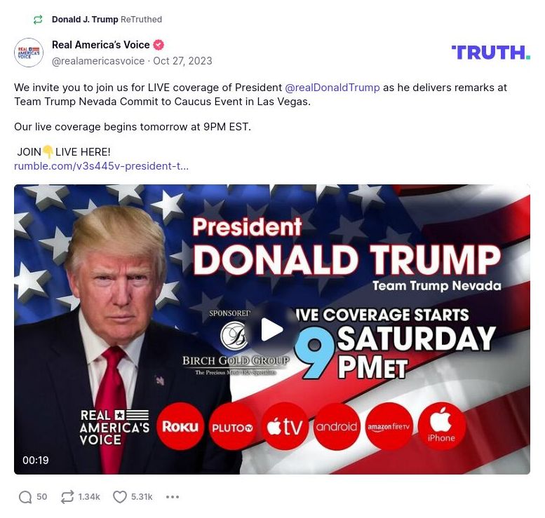 Post image from Donald Trump