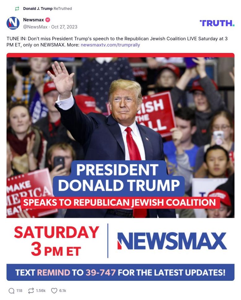 Post image from Donald Trump