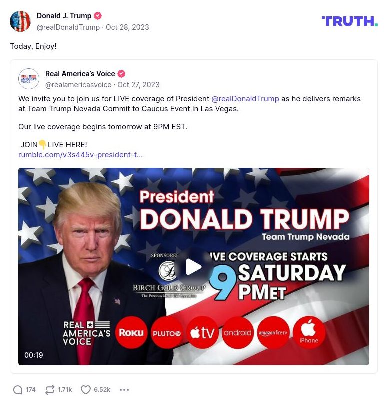 Post image from Donald Trump