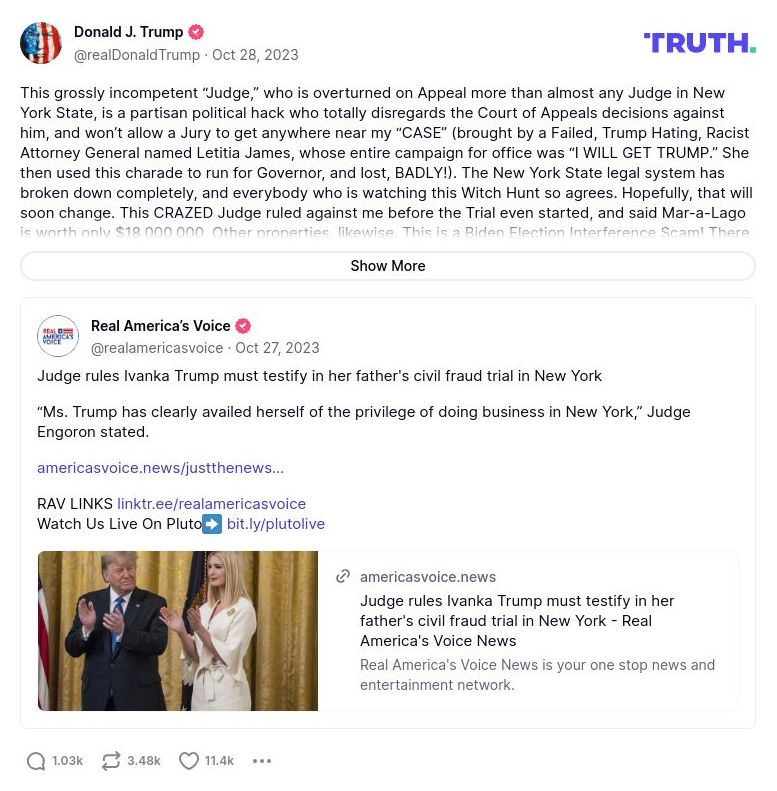 Post image from Donald Trump