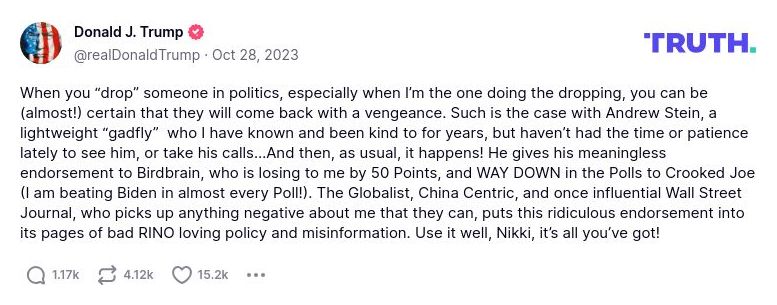 Post preview from Donald Trump