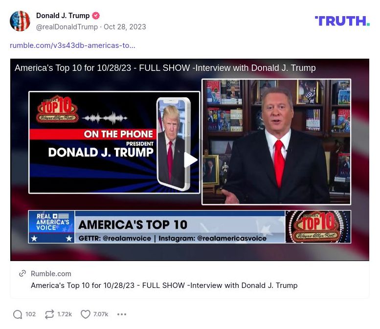 Post image from Donald Trump