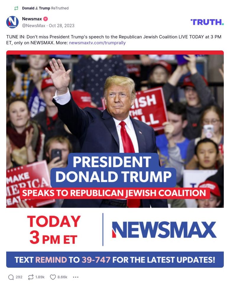 Post image from Donald Trump