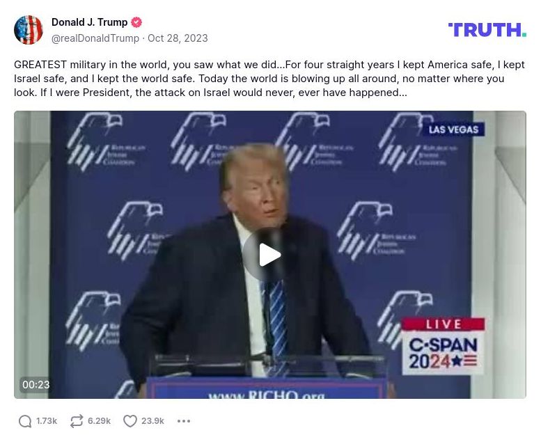 Post preview from Donald Trump