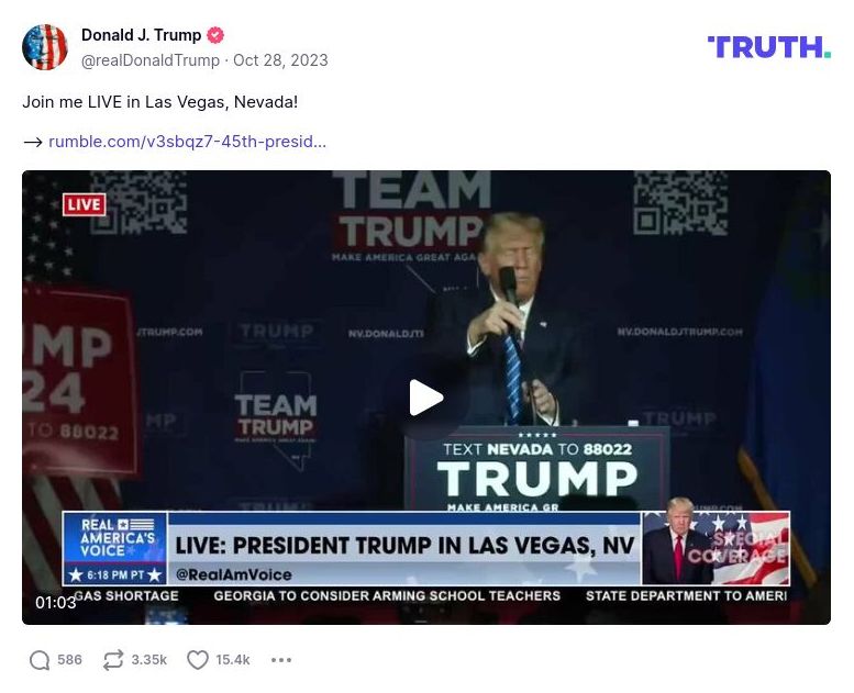 Post image from Donald Trump