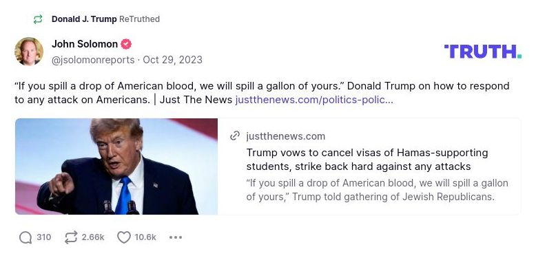 Post image from Donald Trump