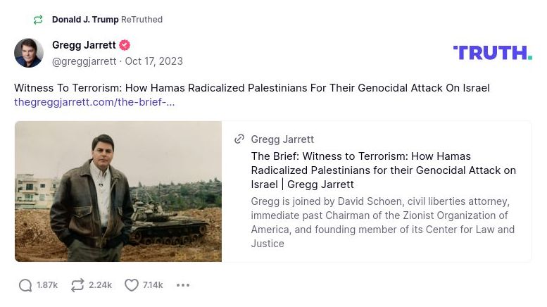 Post preview from Donald Trump