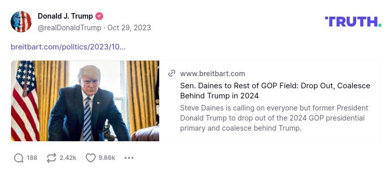 Post image from Donald Trump