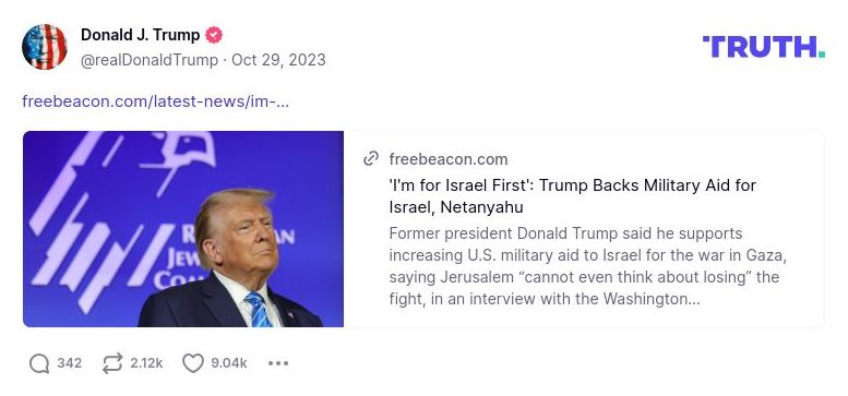 Post preview from Donald Trump