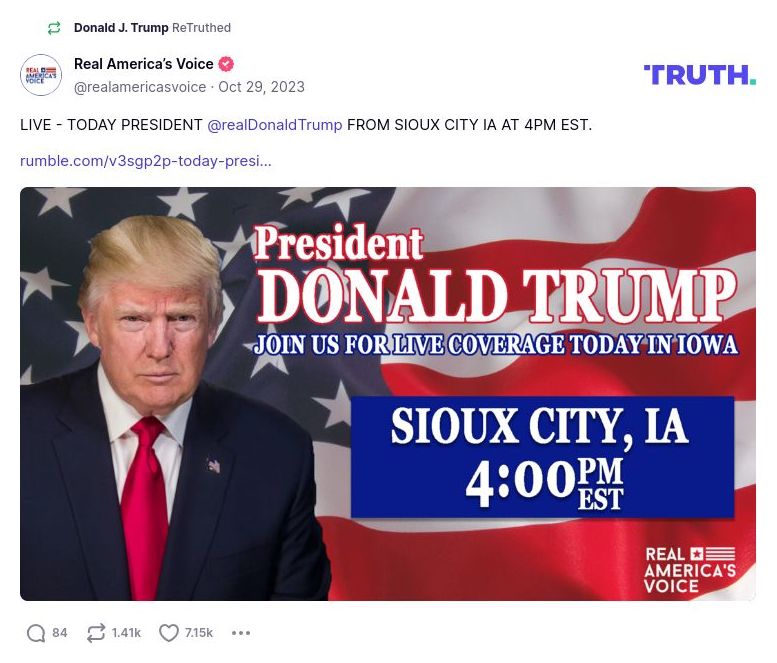 Post image from Donald Trump