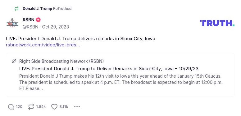 Post image from Donald Trump