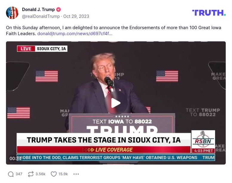 Post image from Donald Trump